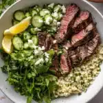 Grilled Skirt Steak with Lemon Herb Couscous Salad Recipe