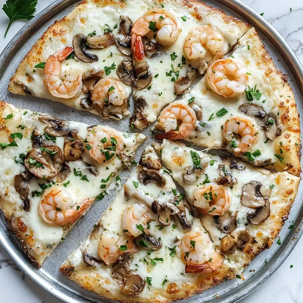 GF Cheesy Garlic Shrimp and Mushroom Pizza Recipe - Recipe Image