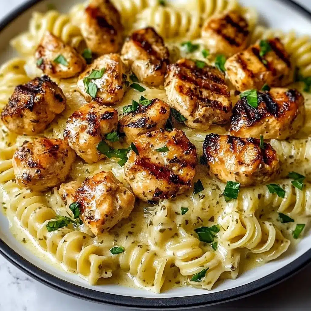 Garlic Butter Chicken Bites with Creamy Parmesan Pasta Recipe - Recipe Image