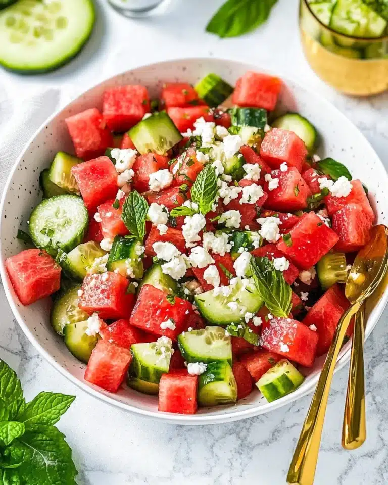 Watermelon Salad Recipe with Feta and Cucumber Recipe