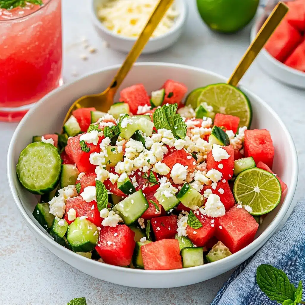 Watermelon Salad Recipe with Feta and Cucumber Recipe - Recipe Image