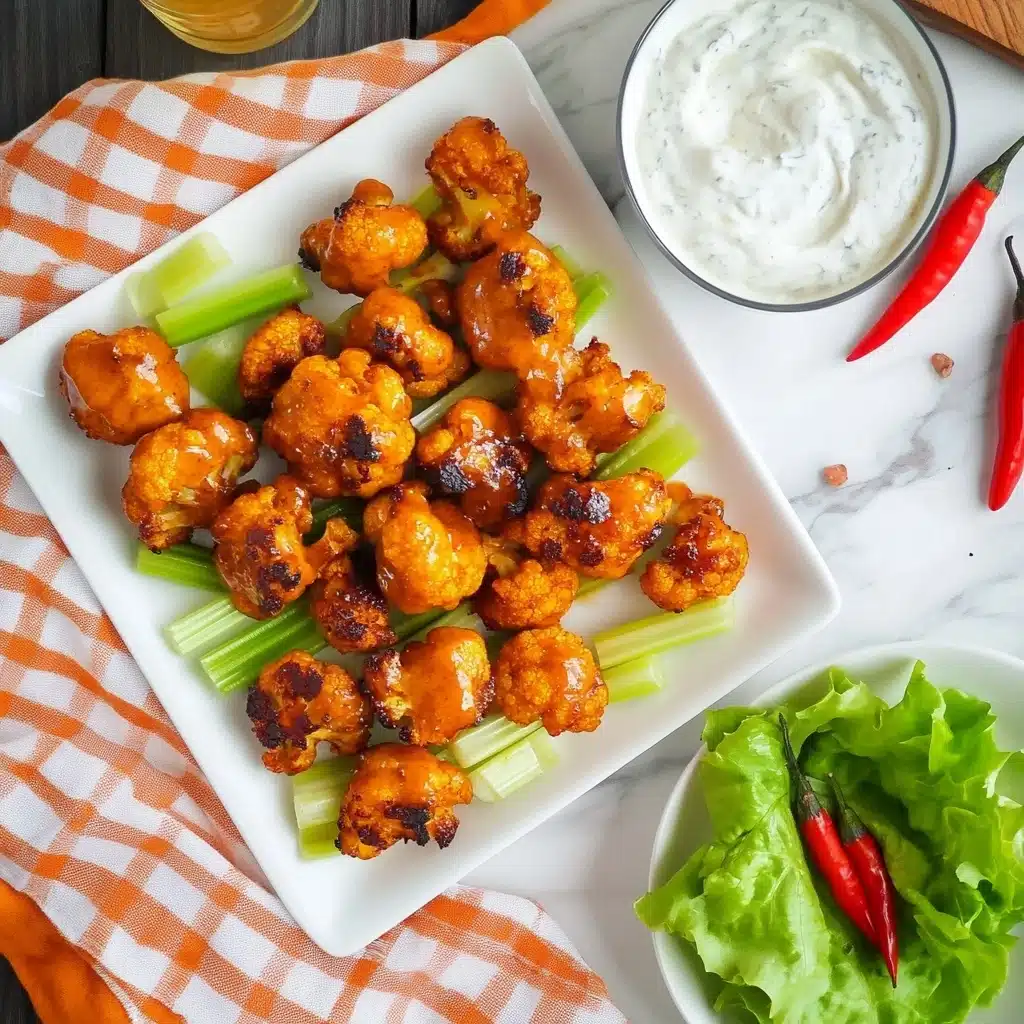 Buffalo Cauliflower Bites with Blue Cheese Dip Recipe - Recipe Image