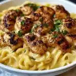 Garlic Butter Chicken Bites with Creamy Parmesan Pasta Recipe