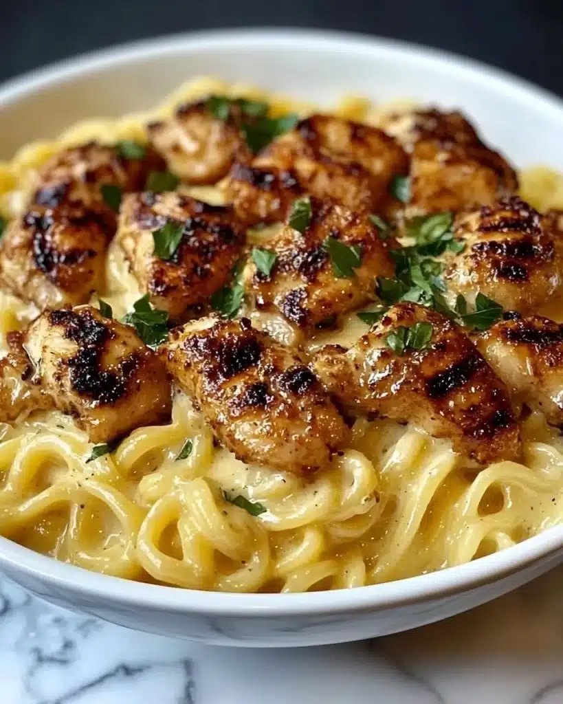 Garlic Butter Chicken Bites with Creamy Parmesan Pasta Recipe