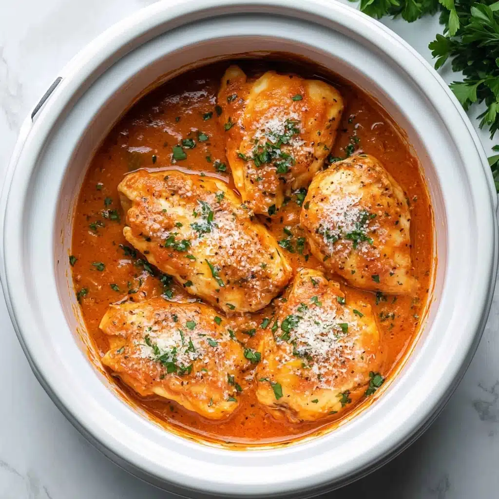 Slow Cooker Creamy Tomato Basil Chicken Recipe - Recipe Image