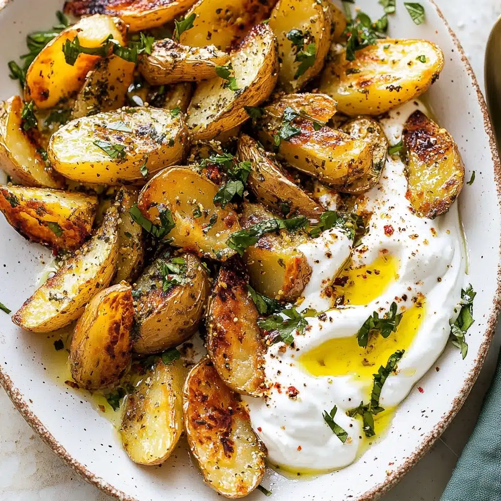 Crispy Oregano Roasted Potatoes with Creamy Feta Sauce Recipe - Recipe Image