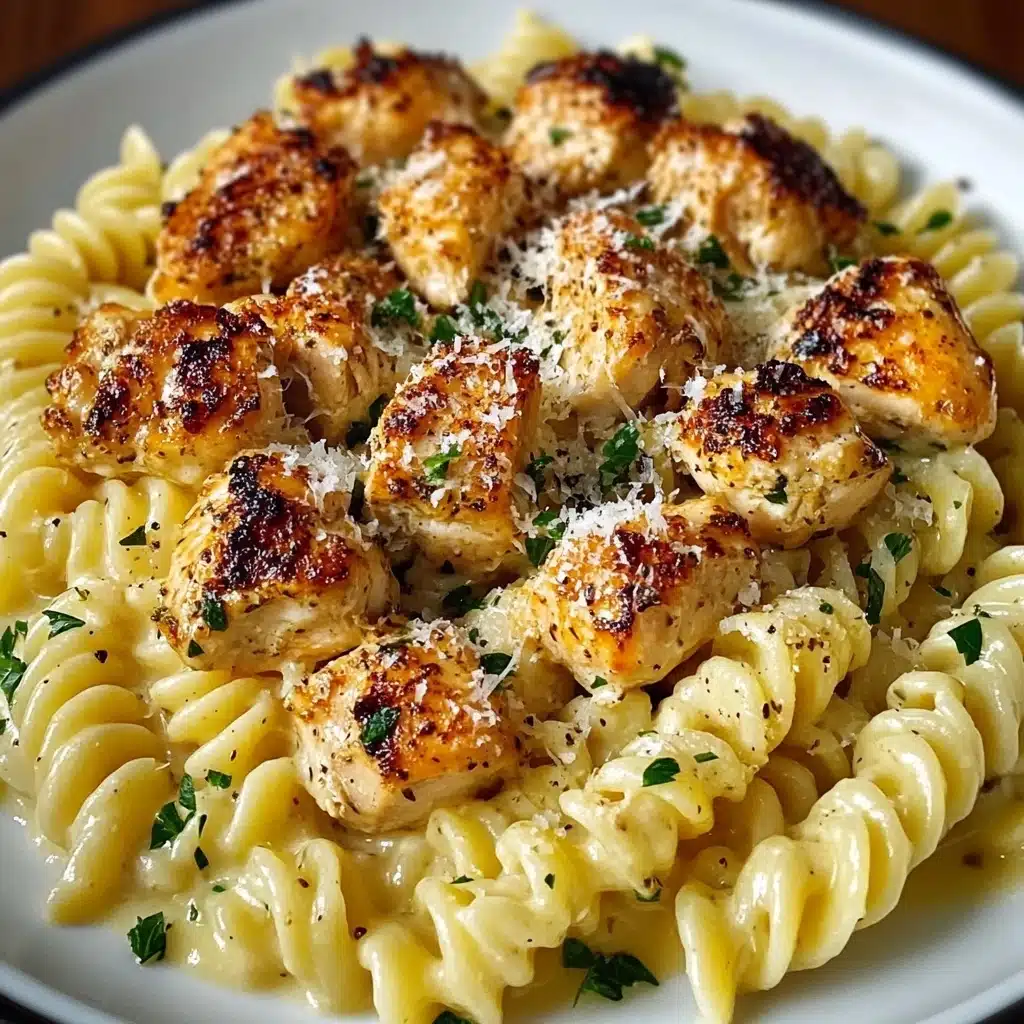Garlic Butter Chicken Bites with Creamy Parmesan Pasta Recipe - Recipe Image
