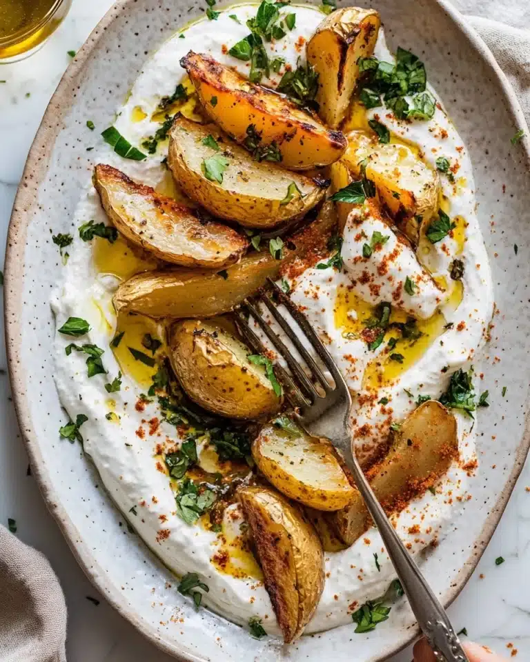 Crispy Oregano Roasted Potatoes with Creamy Feta Sauce Recipe