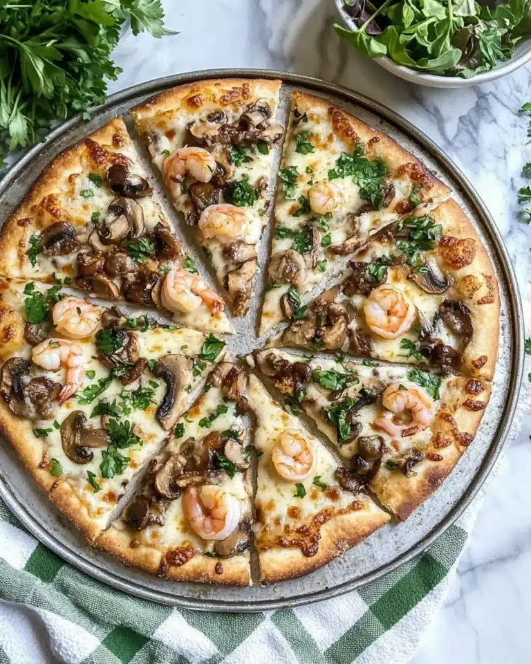 GF Cheesy Garlic Shrimp and Mushroom Pizza Recipe