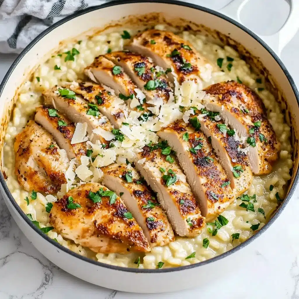 Creamy Parmesan Orzo with Chicken and Asparagus Recipe - Recipe Image