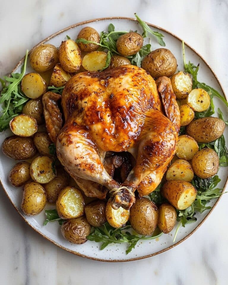 Crispy Grilled Brick Chicken with Lemon Marinade and Roasted Potatoes Recipe