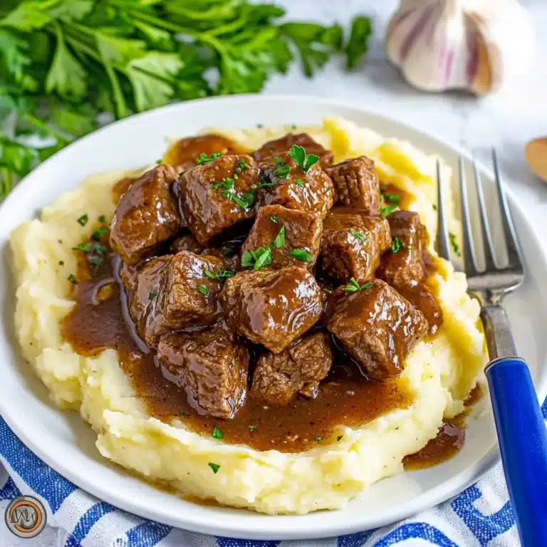 Slow Cooker Garlic Butter Steak Bites (+Video) Recipe