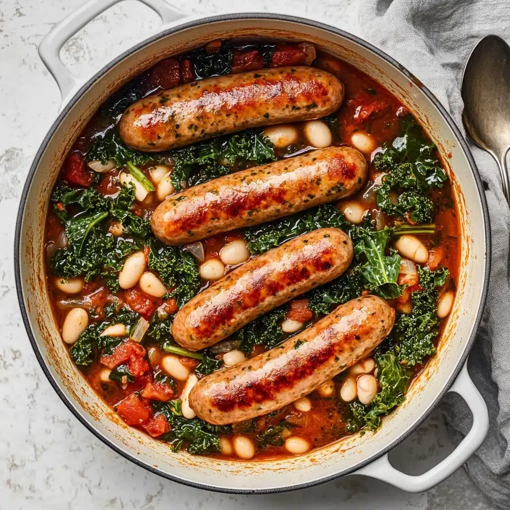 Tuscan Chicken Sausages with White Beans and Kale Recipe - Recipe Image
