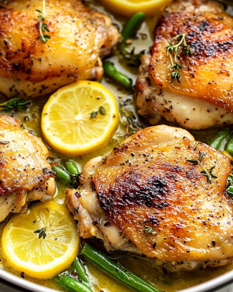 Skillet Chicken Thighs with Lemon, Garlic, and Fresh Herbs Recipe