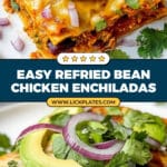 Dreamy Refried Bean Chicken Enchiladas with Homemade Enchilada Sauce Recipe