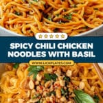 Sweet & Spicy Hot Chili Chicken Noodles with Basil Recipe