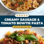 Bowtie Pasta with Sausage, Tomatoes and Cream Recipe