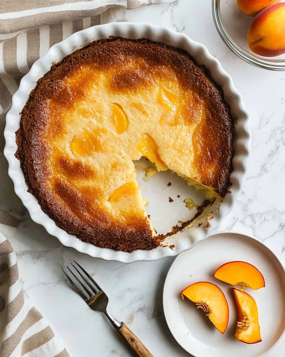 A triangular piece of baked dessert sits on a white plate with a white marbled texture underneath, showing two main layers: a golden brown, slightly crispy top layer with a coarse texture, and a bottom layer that is soft and moist with white cake and visible chunks of bright orange fruit embedded inside. A small piece of the dessert is pierced on a dark fork near the main slice, displaying the same bottom white cake layer with an orange fruit piece in clear view. The overall look combines warm golden and soft white tones with vibrant orange highlights, photo taken with an iphone --ar 4:5 --v 6.1