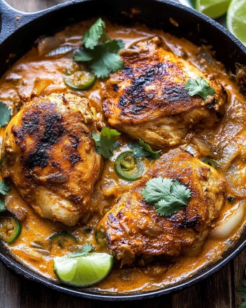 One Skillet Cheesy Green Chile Chicken Recipe