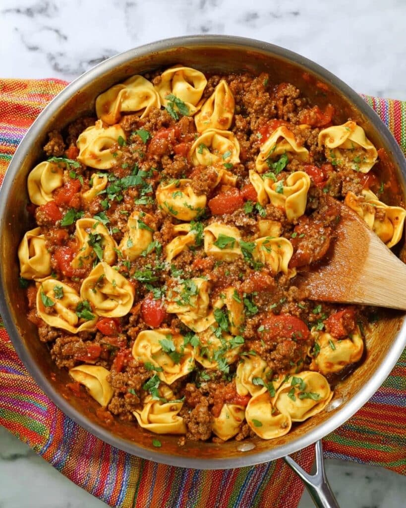 Cheesy Taco Tortellini Skillet Recipe