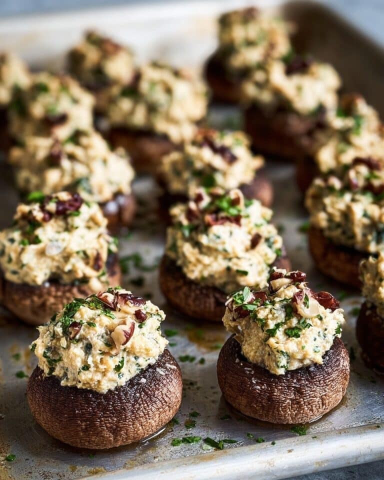 Stuffed Cremini Mushrooms with Panko, Pecorino, Sun-Dried Tomatoes, and Pine Nuts Recipe