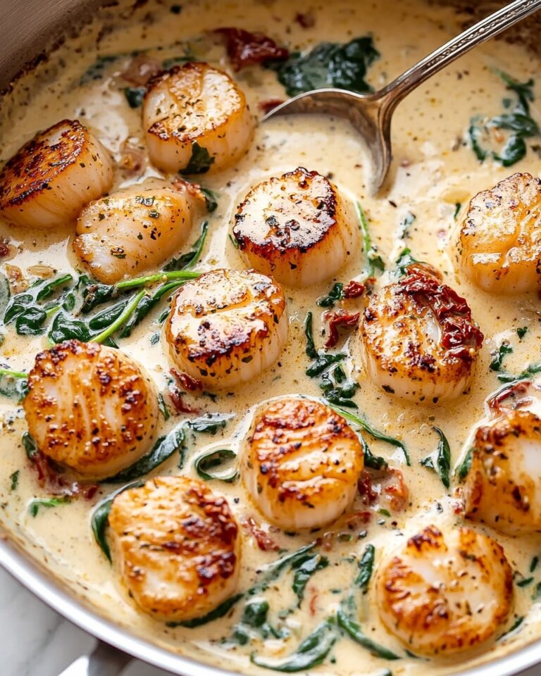 Creamy Garlic Butter Tuscan Scallops Recipe