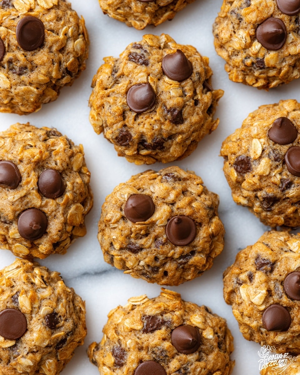 A white plate filled with about sixteen oatmeal chocolate chip cookies, each cookie round and thick with a rough texture showing oats and dark chocolate chips scattered evenly on top and inside. The cookies have a light golden-brown color with darker brown chocolate chips. Around the plate, extra cookies sit on a wooden board and a white marbled surface. Dark chocolate chips are scattered casually on the white marbled surface. Two cinnamon sticks lie next to the plate, and an orange plaid cloth adds a warm accent in the top left corner. The whole scene is bright and simple, focused on the cookies' textures and colors. photo taken with an iphone --ar 4:5 --v 7